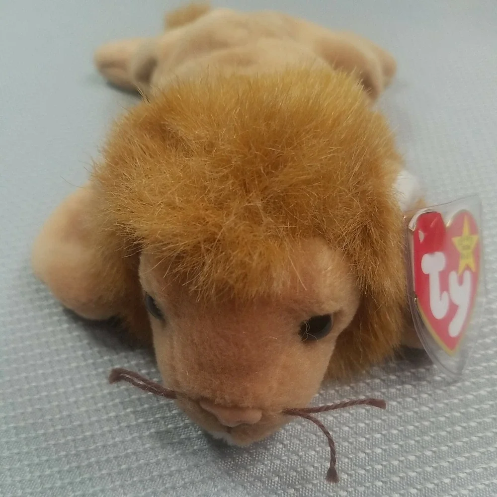 RARE Roary the Lion TY Beanie Baby 1996 Original With Errors And PVC Pellets‎